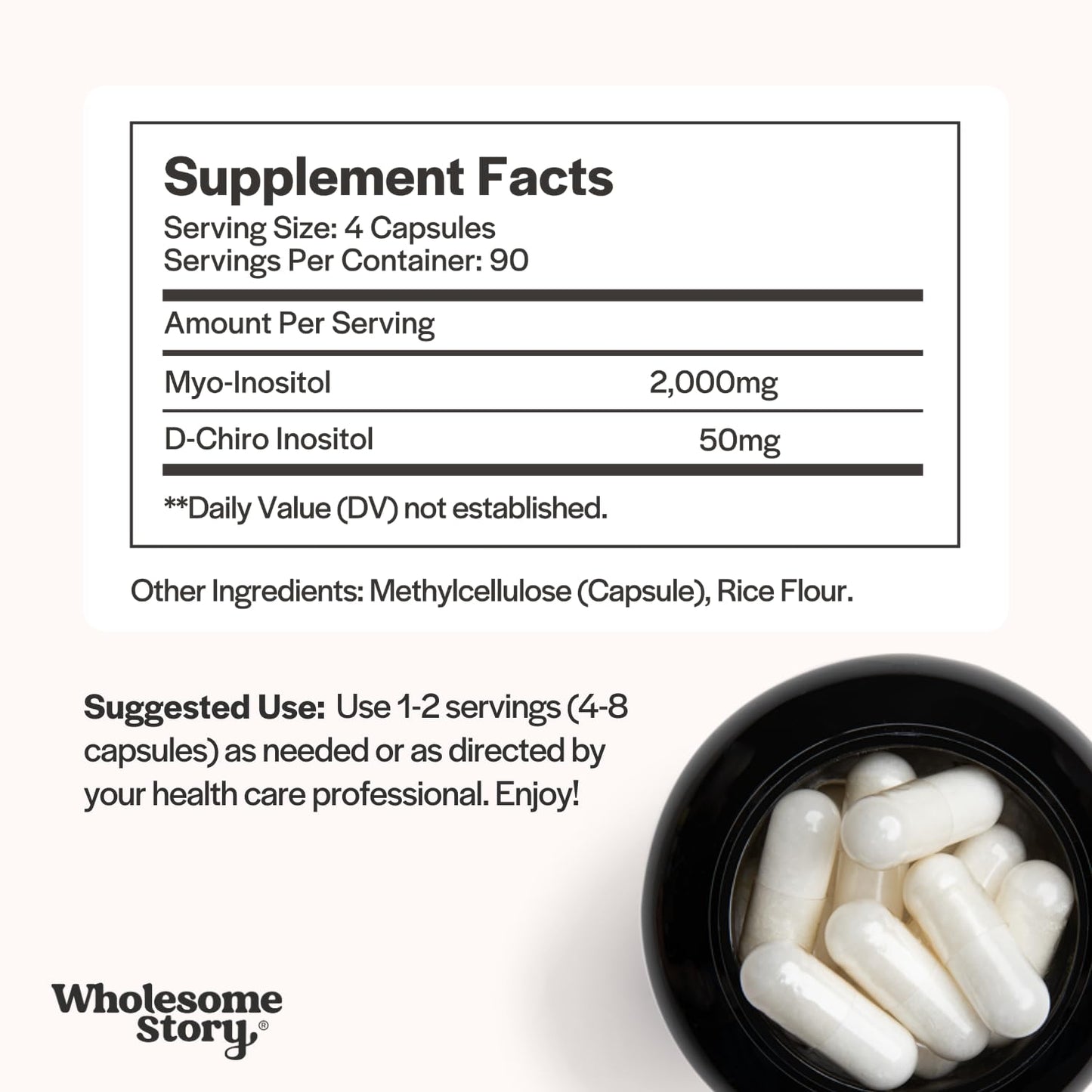 Wholesome Story Myo-Inositol & D-Chiro Inositol Supplement for Women Capsules, 360