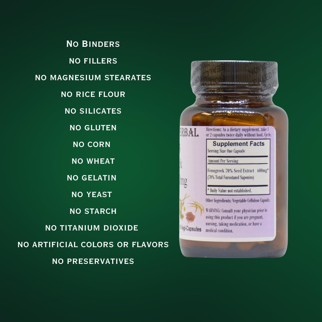 Barlowe's Herbal Elixirs Fenugreek Extract Capsules, 60 Vegi-Capsules