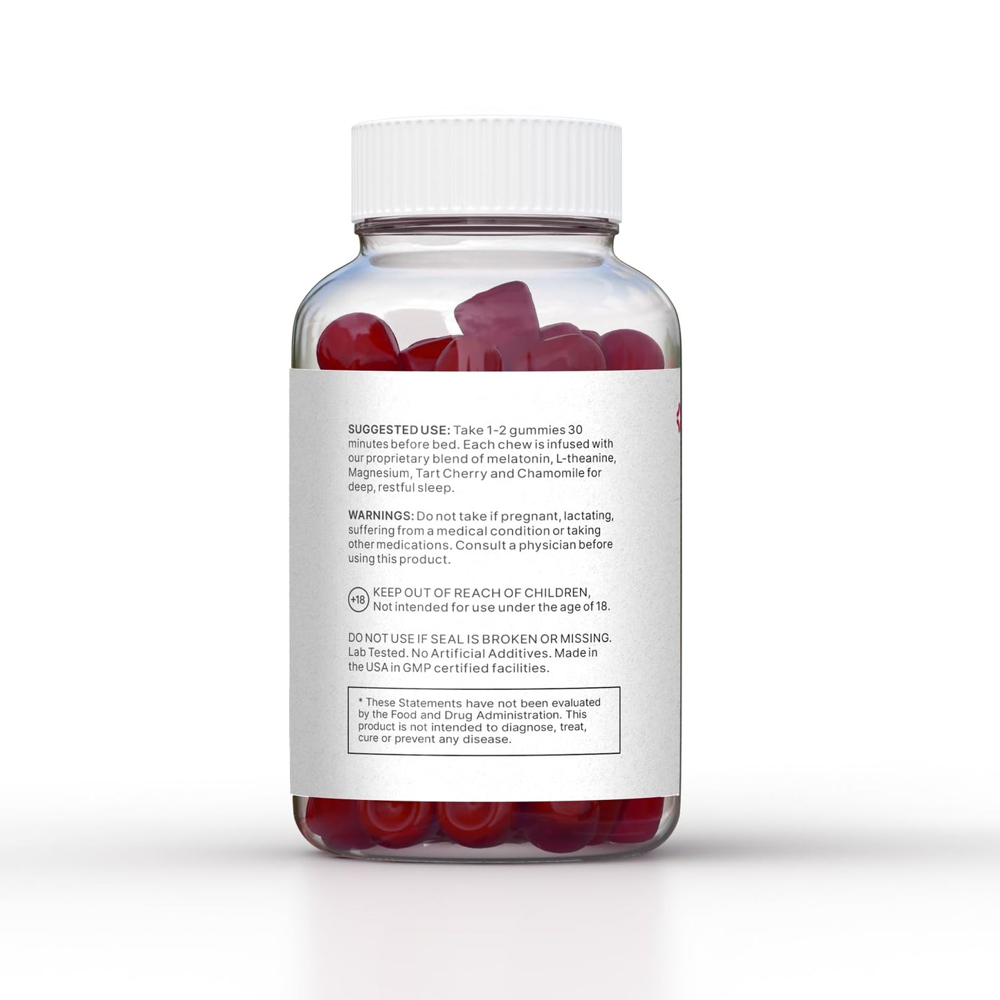 LUV health Sleep Gummies Natural Sleep Aid with Magnesium, L-Theanine, Melatonin, Chamomile & Tart Cherry, Vegan, Non-GMO, Gluten-Free, 30 Count