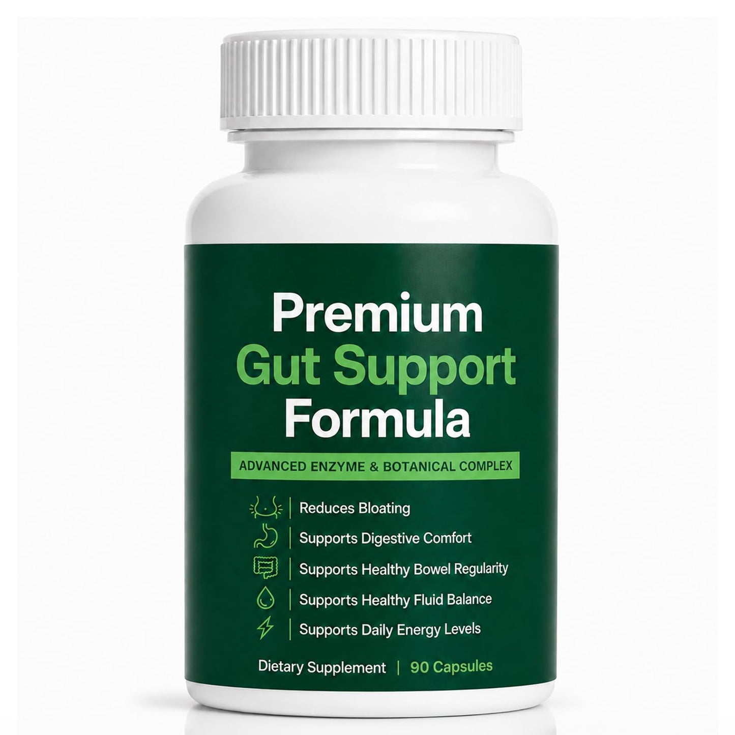 Kunnozz Premium Gut Support Formula with Digestive Enzymes & Botanical Complex Capsules, 90 Capsules