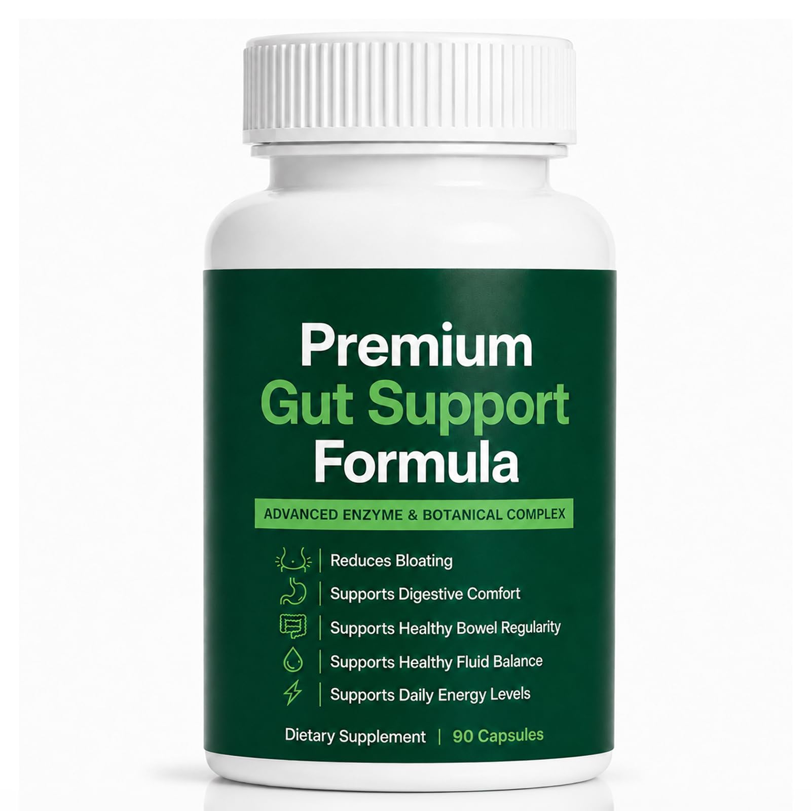 Kunnozz Premium Gut Support Formula with Digestive Enzymes & Botanical Complex Capsules, 90 Capsules