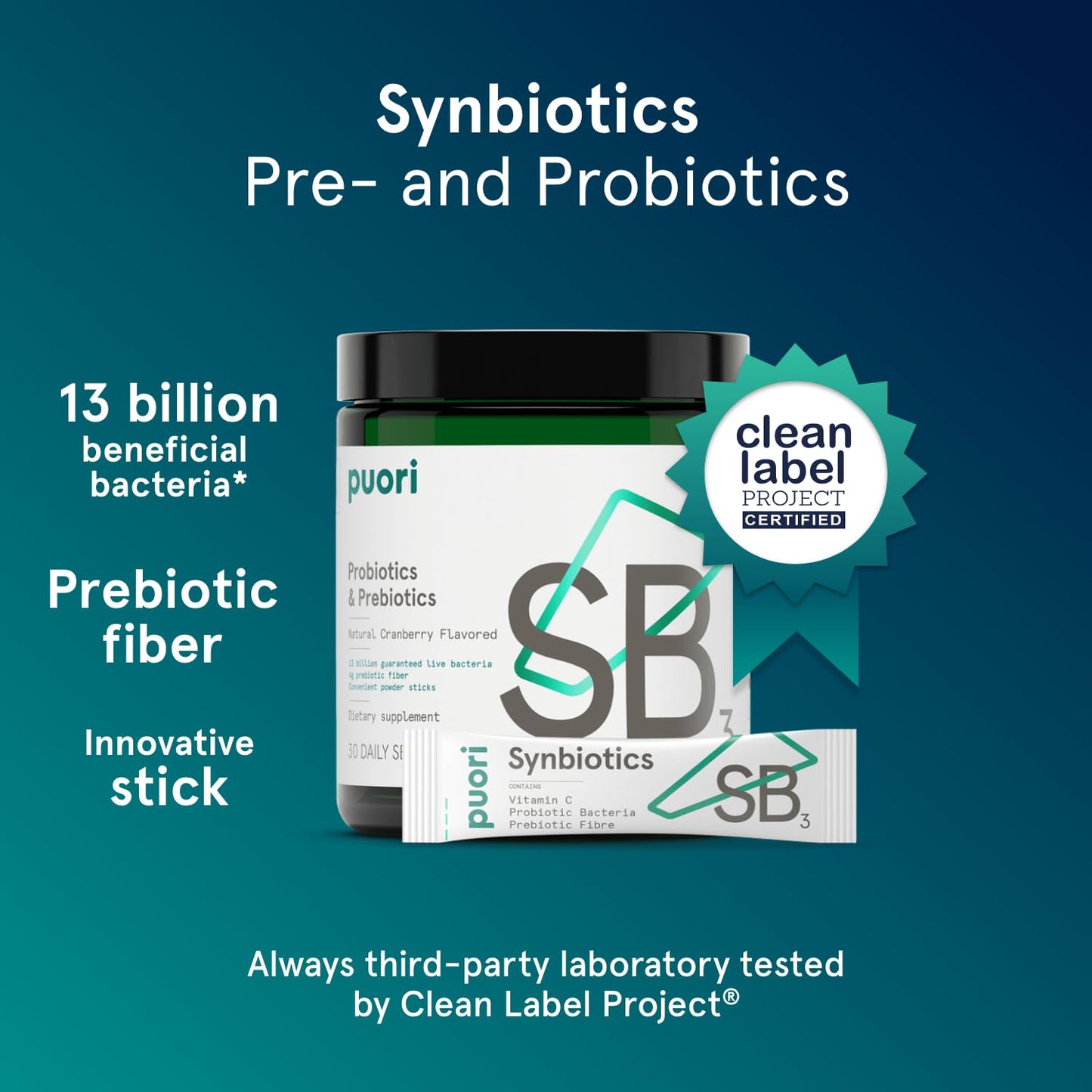 Puori Daily Probiotics & Prebiotics for Digestive & Gut Health Immune Support Capsule, 30 Count