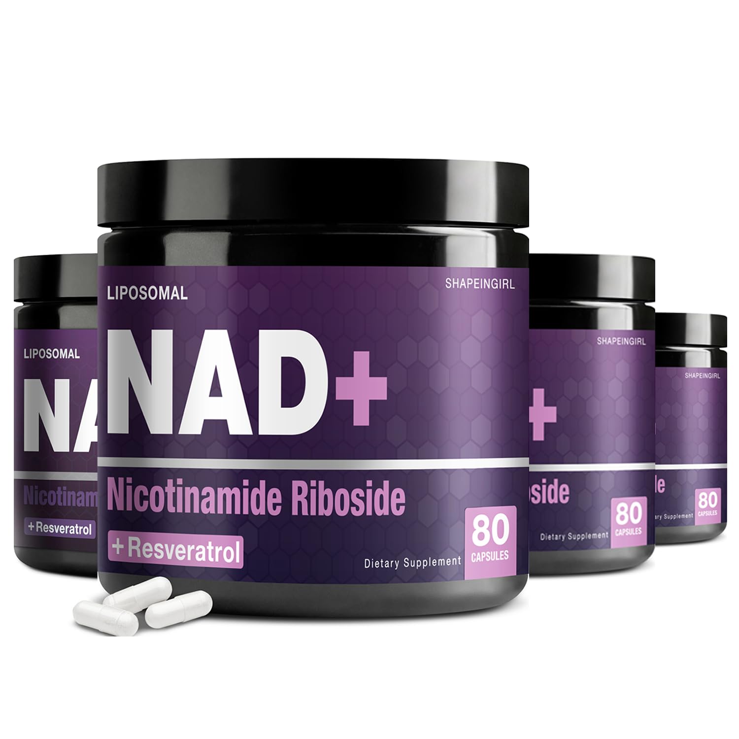 SHAPEINGIRL NAD+ Supplement with Nicotinamide Riboside (NR) and Resveratrol Capsules, 320 Capsules