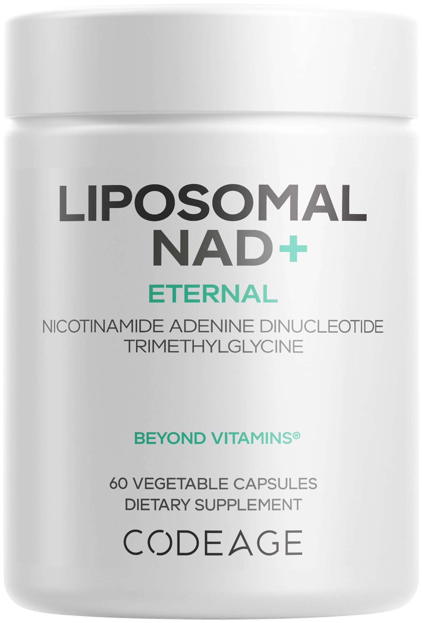Codeage Liposomal NAD+ Supplement - NAD Nicotinamide Adenine Dinucleotide Coenzyme - 500 mg NAD+ per Serving - Liposomal Delivery - 60 Capsules