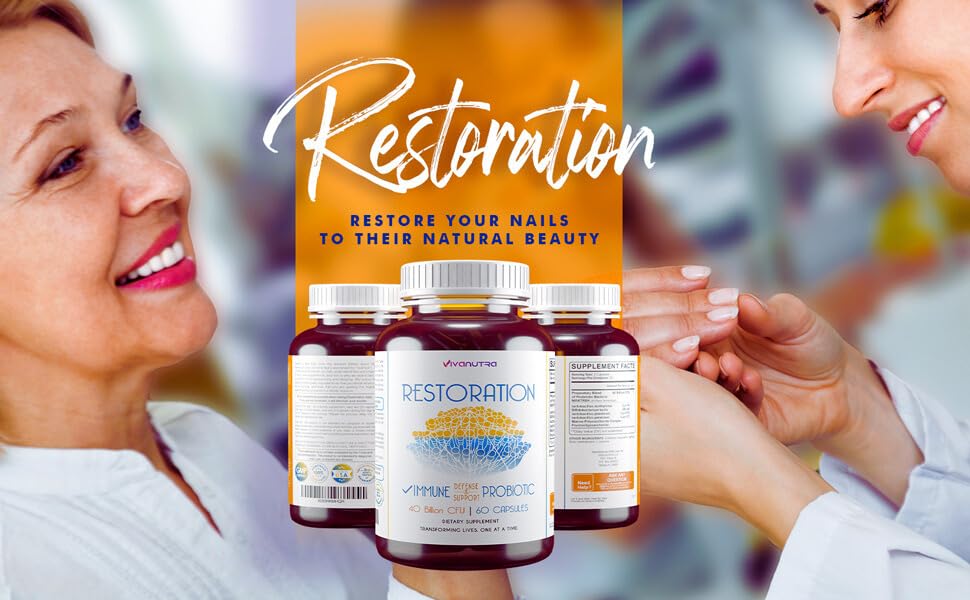 VIVANUTRA Restoration Toenail Fungus Treatment Probiotic Capsules, 60 Count