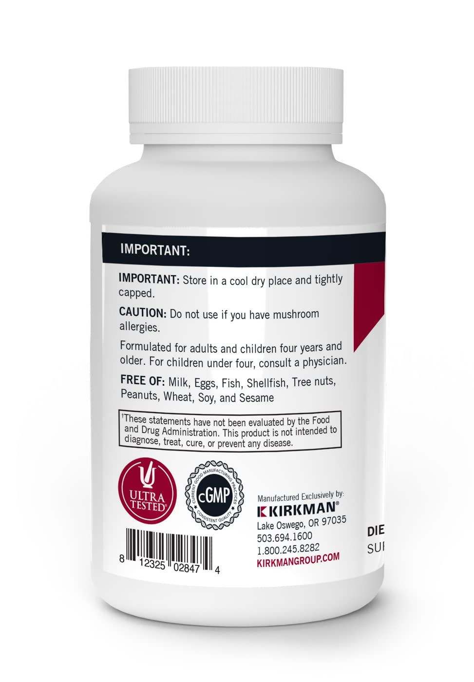 Kirkman Mushroom Energy & Endurance Capsule, 120 Count