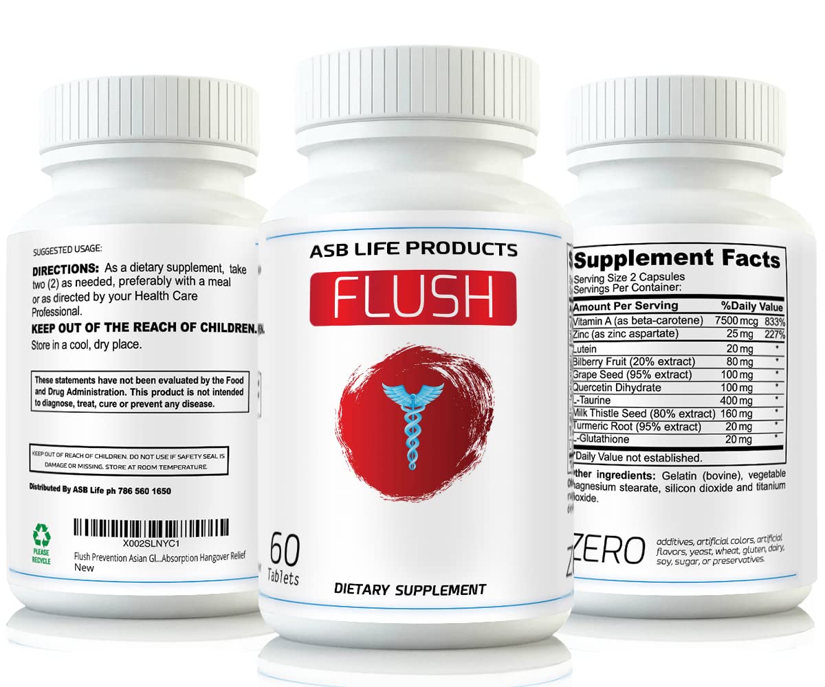 Flush Asian Glow Relief Alcohol Support Red Face Supplements Clinically Formulated Fast Absorption Capsule 1 Count
