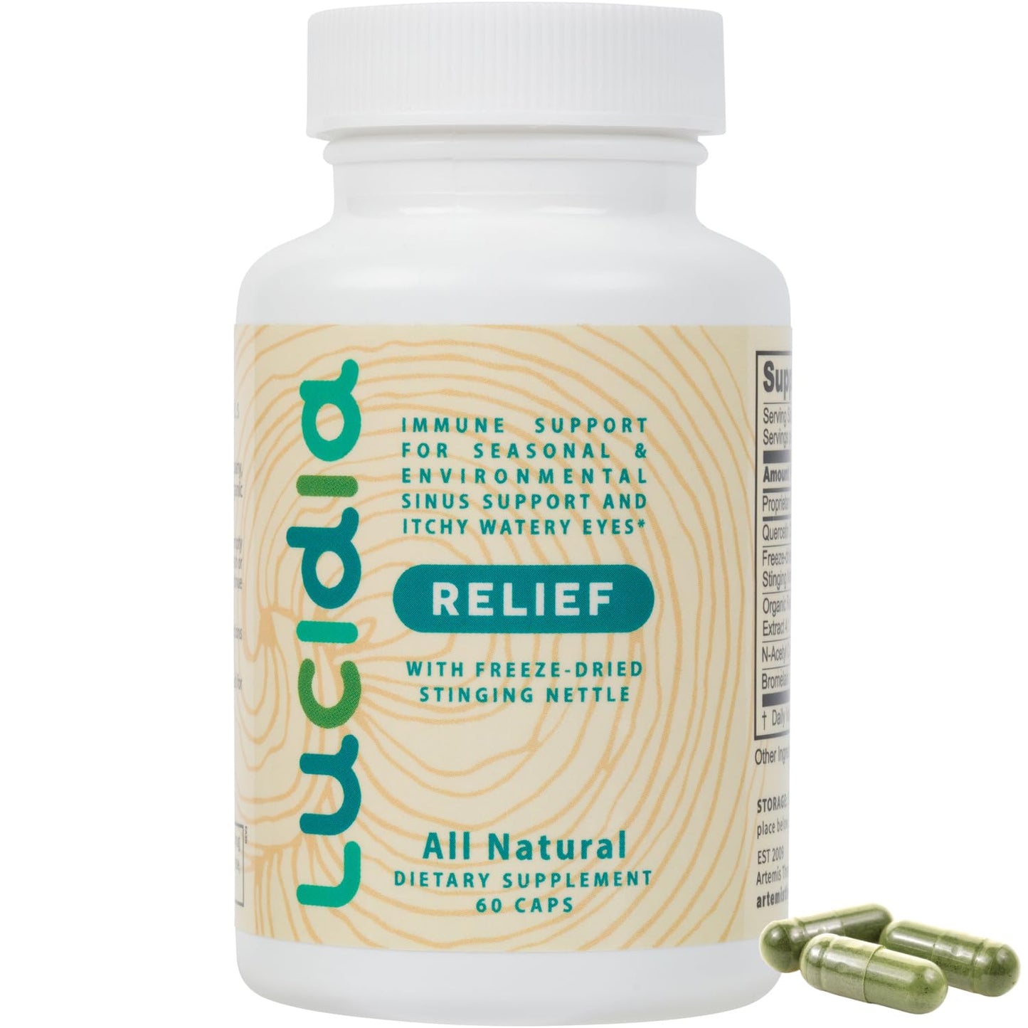 AT ARTEMIS THERAPEUTICS Lucidia Quercetin with NAC, Bromelain, Reishi & Stinging Nettle 60 Capsules