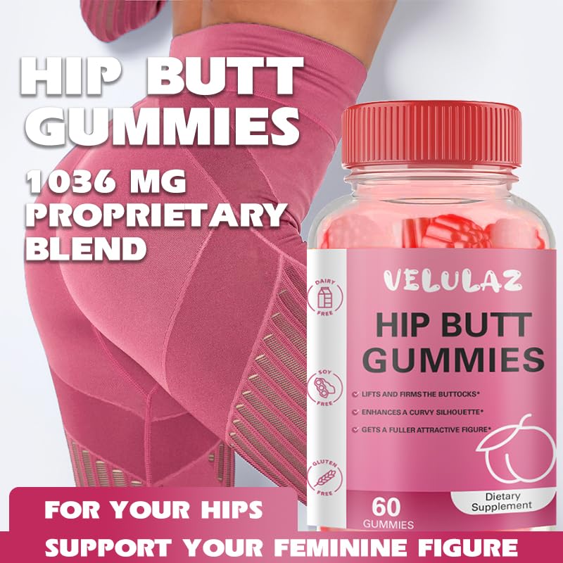 Velulaz Booty Gummies for Women - BBL Gummies with Multivitamins and Herbal Extracts - Strawberry Flavor - Gummy, 60 Count