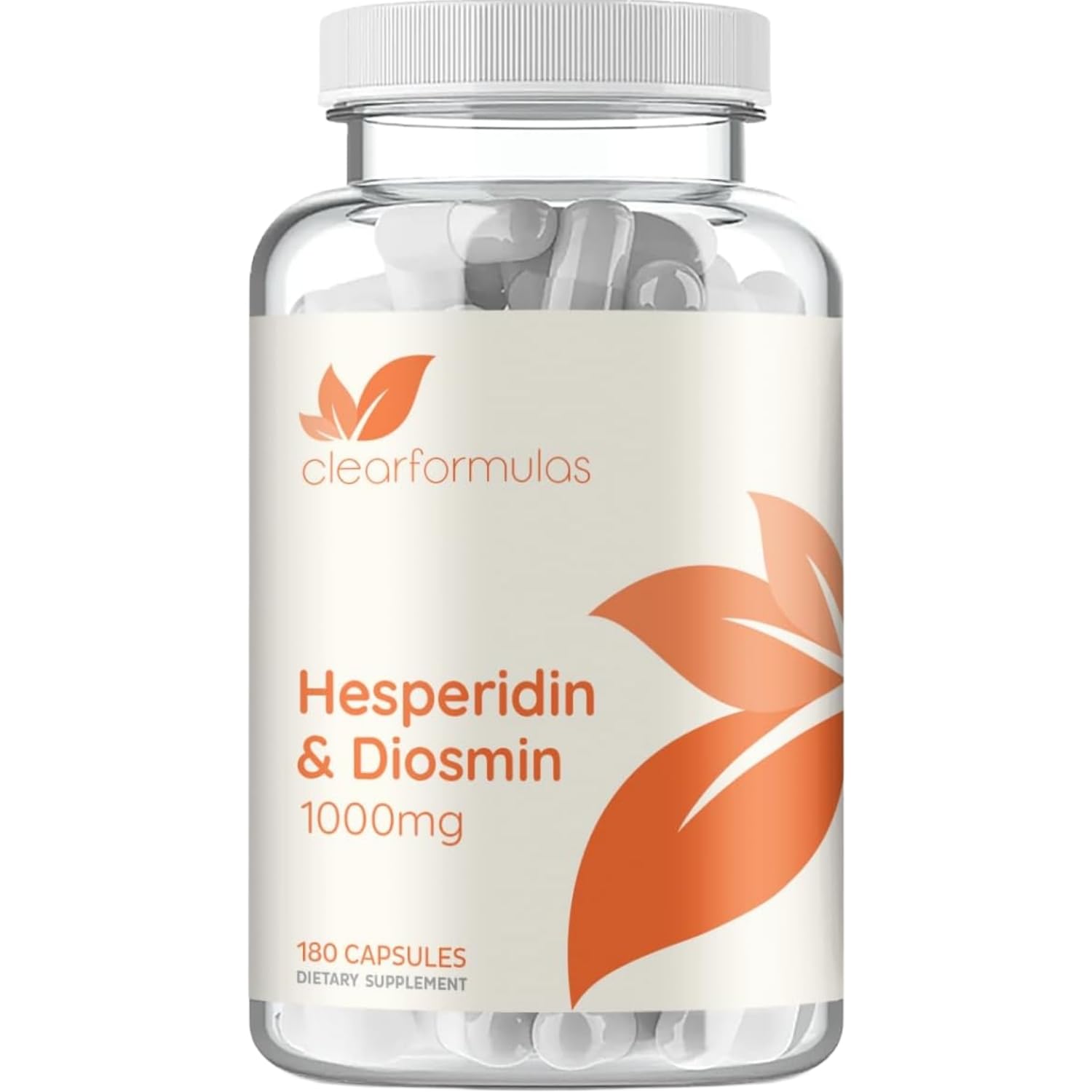Clear Formulas Diosmin Hesperidin 1000mg Circulation and Vein Support Supplement Capsule 180 Count