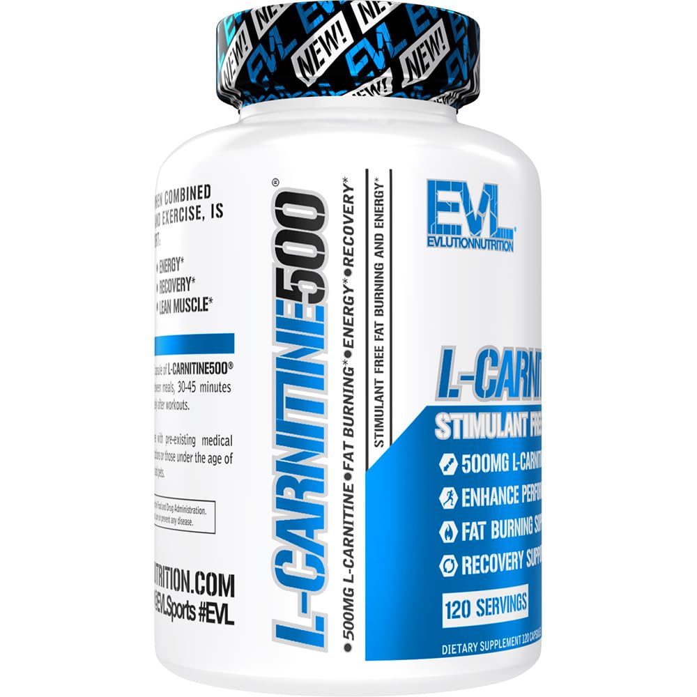 Evlution L-Carnitine Tartrate for Energy & Metabolism Support Capsules 120 Count