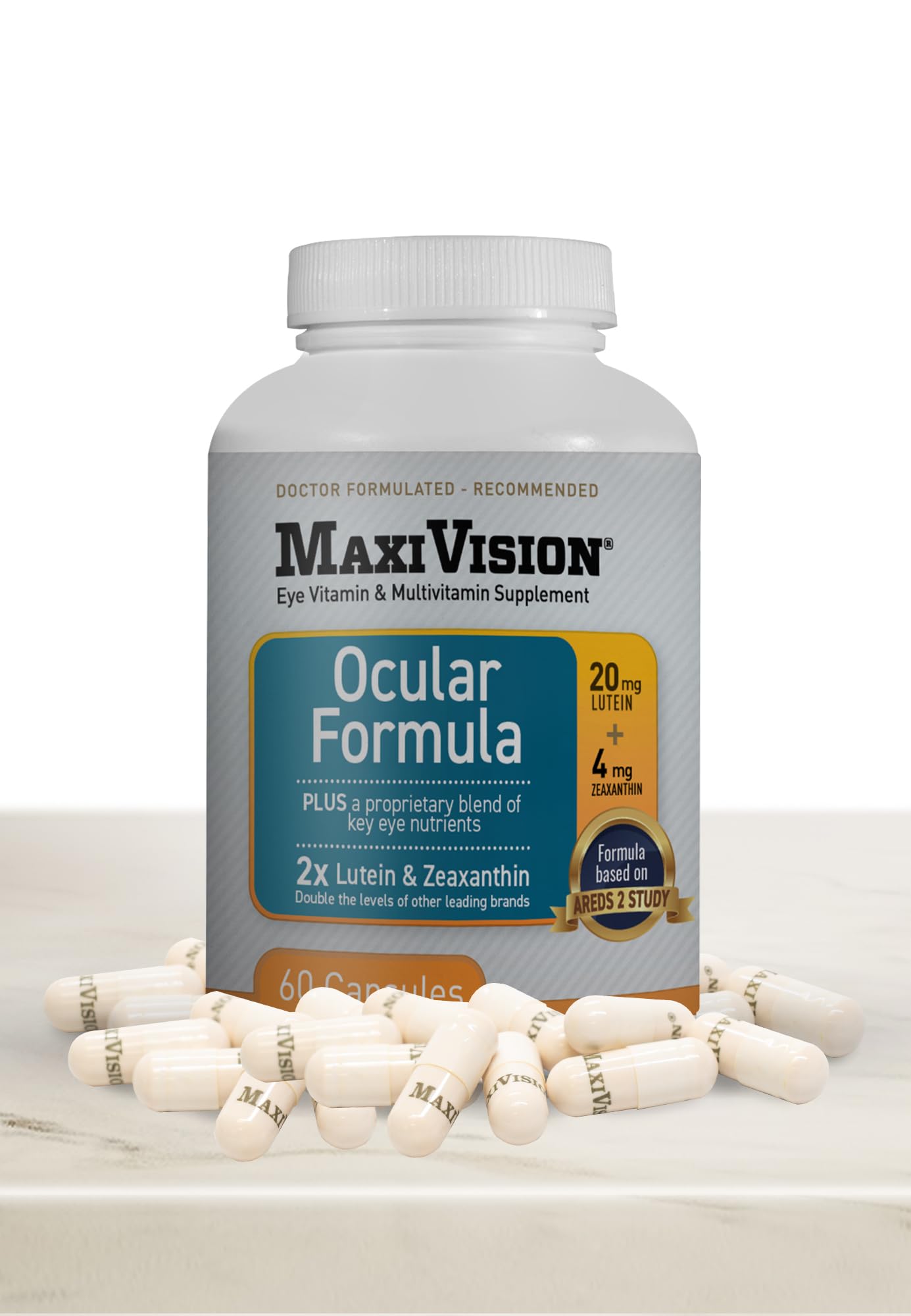 MaxiVision Ocular Formula - AREDS2 - Eye Vitamins & Multivitamin - Lutein and Zeaxanthin, 60 Capsules