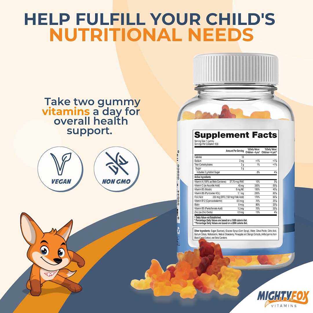 MIGHTY FOX VITAMINS Kids Multivitamin Gummies 100 Count