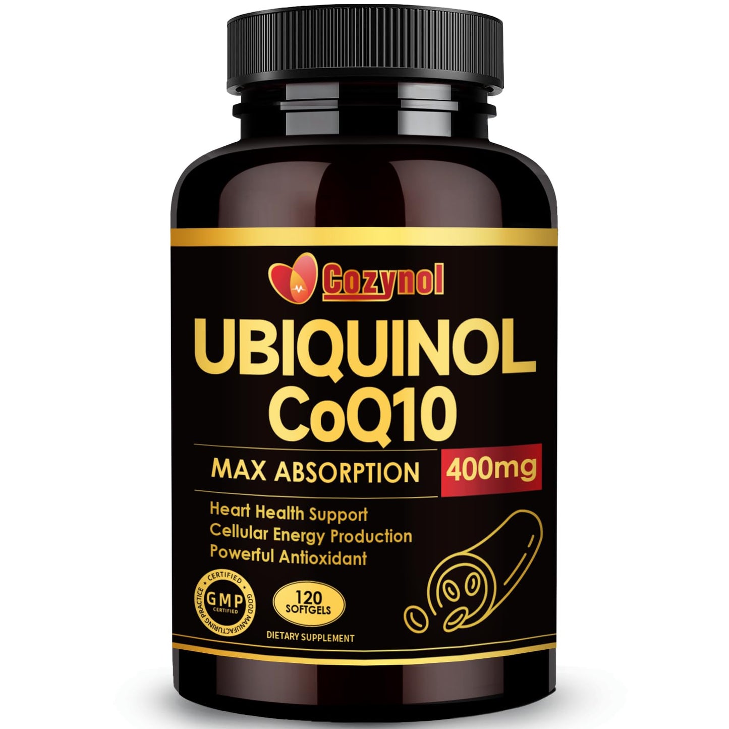 Cozynol Ubiquinol CoQ10 400mg Softgel 120 Count
