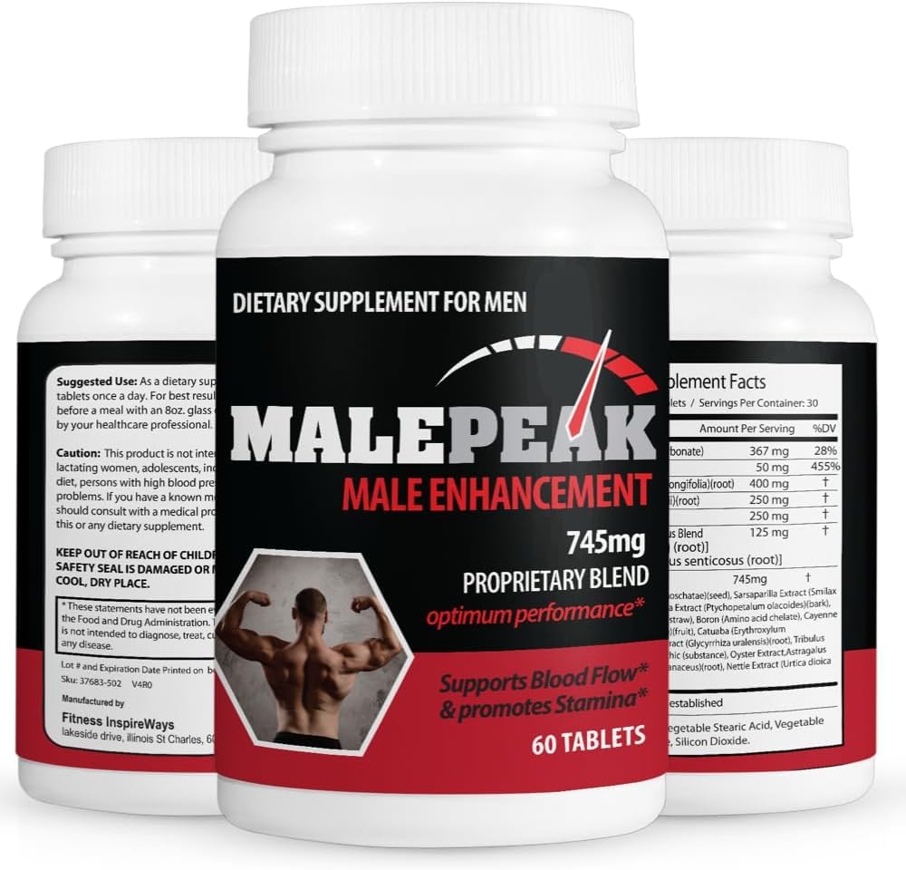 Fitness InspireWays Male Pills for Strength Max Optimum Performance Formula Tablets, 60 Count