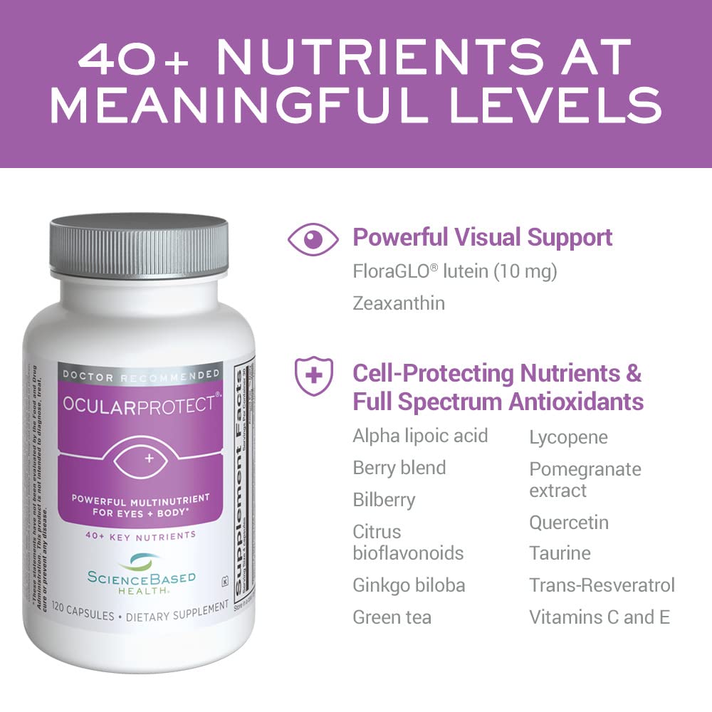 ScienceBased Health OcularProtect – Daily Multivitamin with Advanced Eye Health Support – 40+ Key Nutrients with Lutein, Zeaxanthin, Turmeric & Quercetin – Immune & Antioxidant Support, Capsules, 120