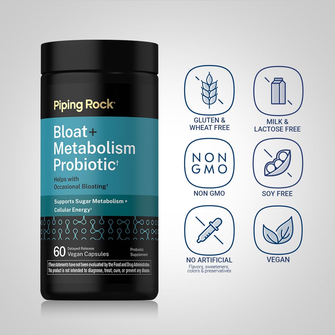 Piping Rock Bloat and Metabolism Probiotic Capsules 60 Count
