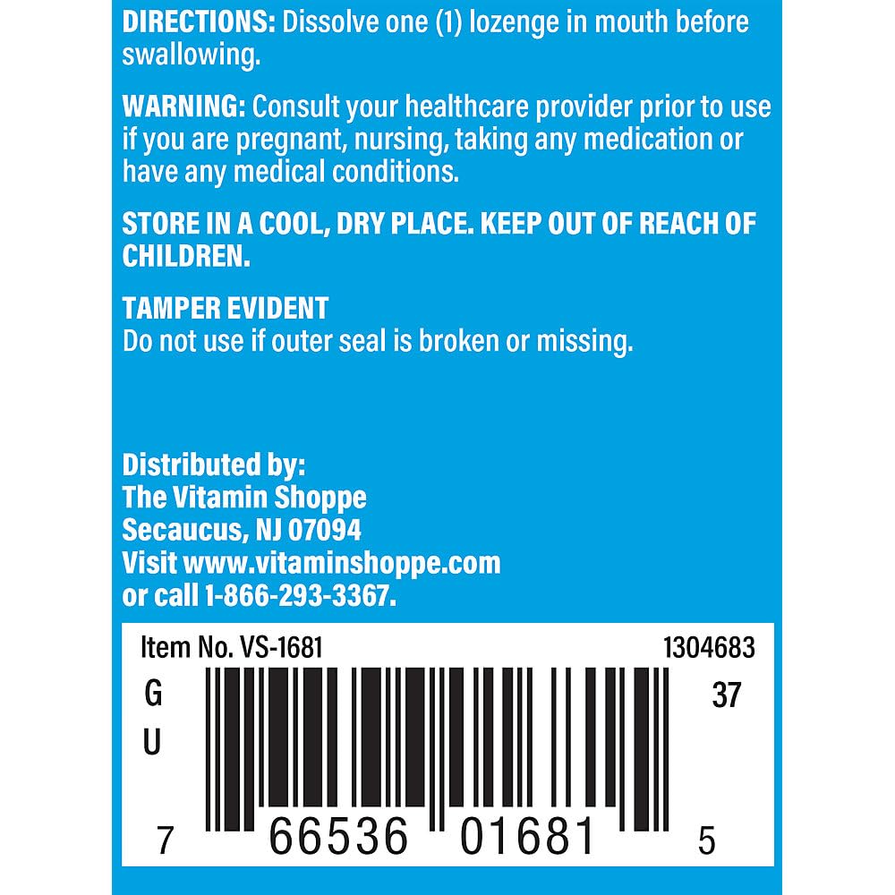 The Vitamin Shoppe Vitamin B12 Methylcobalamin 1,000mcg Lozenges, 60 Count