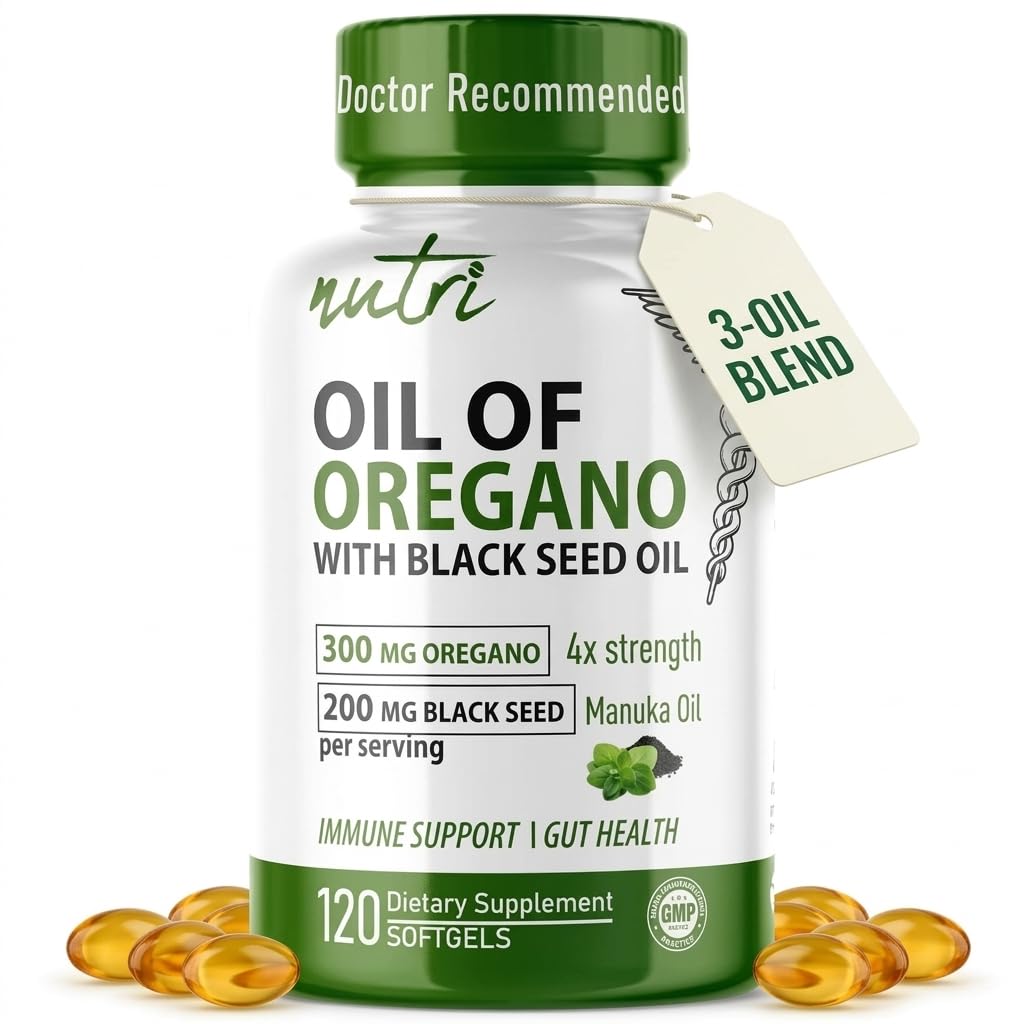Nutri Oil of Oregano with Black Seed Oil and Manuka Oil Softgels, 120 Softgels