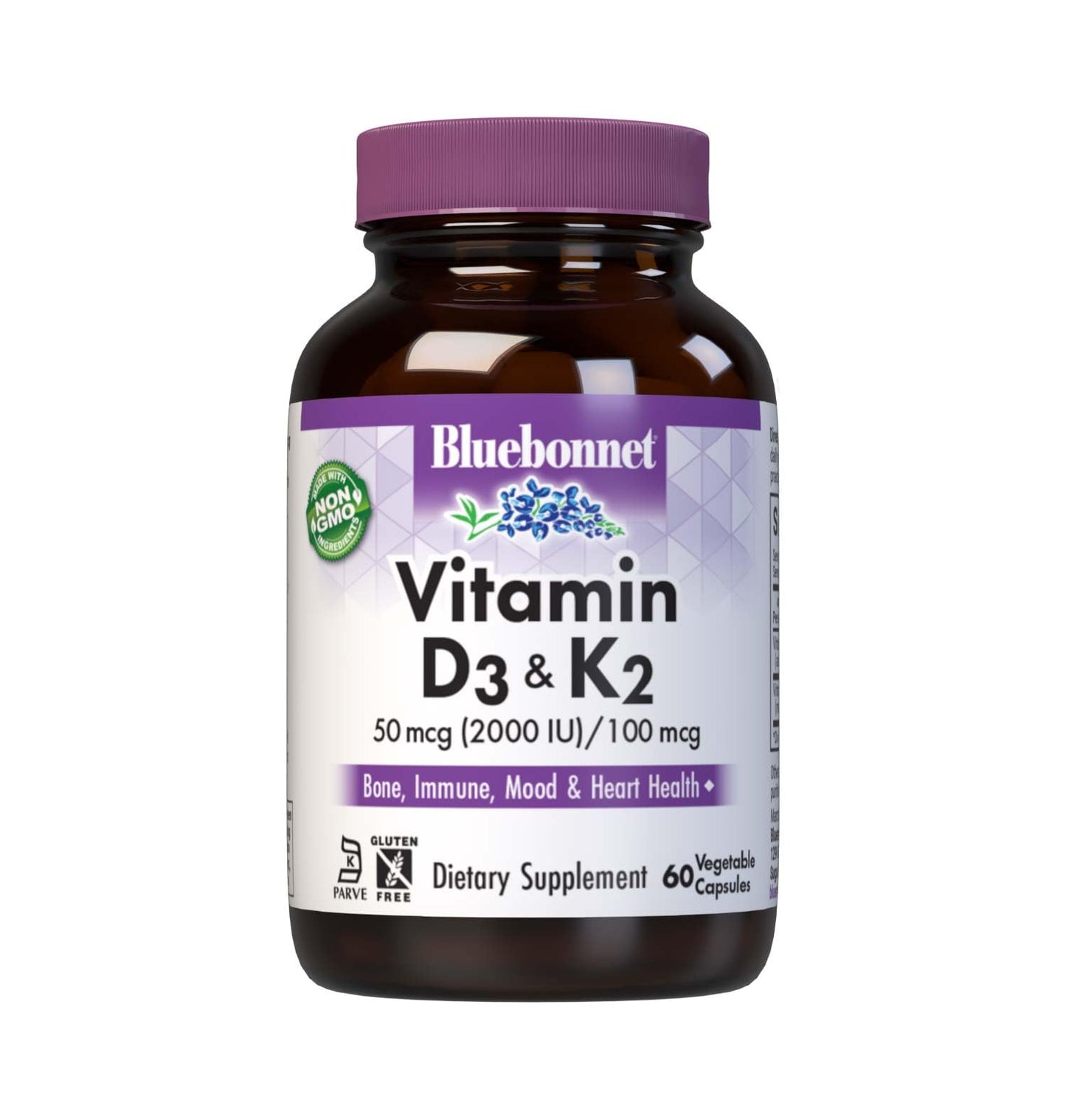 BlueBonnet Vitamin D3 50 mcg & Vitamin K2 Capsules, 60 Count