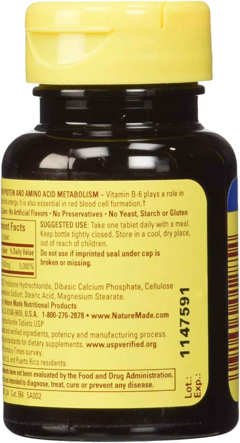 Nature Made Vitamin B-6 100 mg Tablets, 200 Count