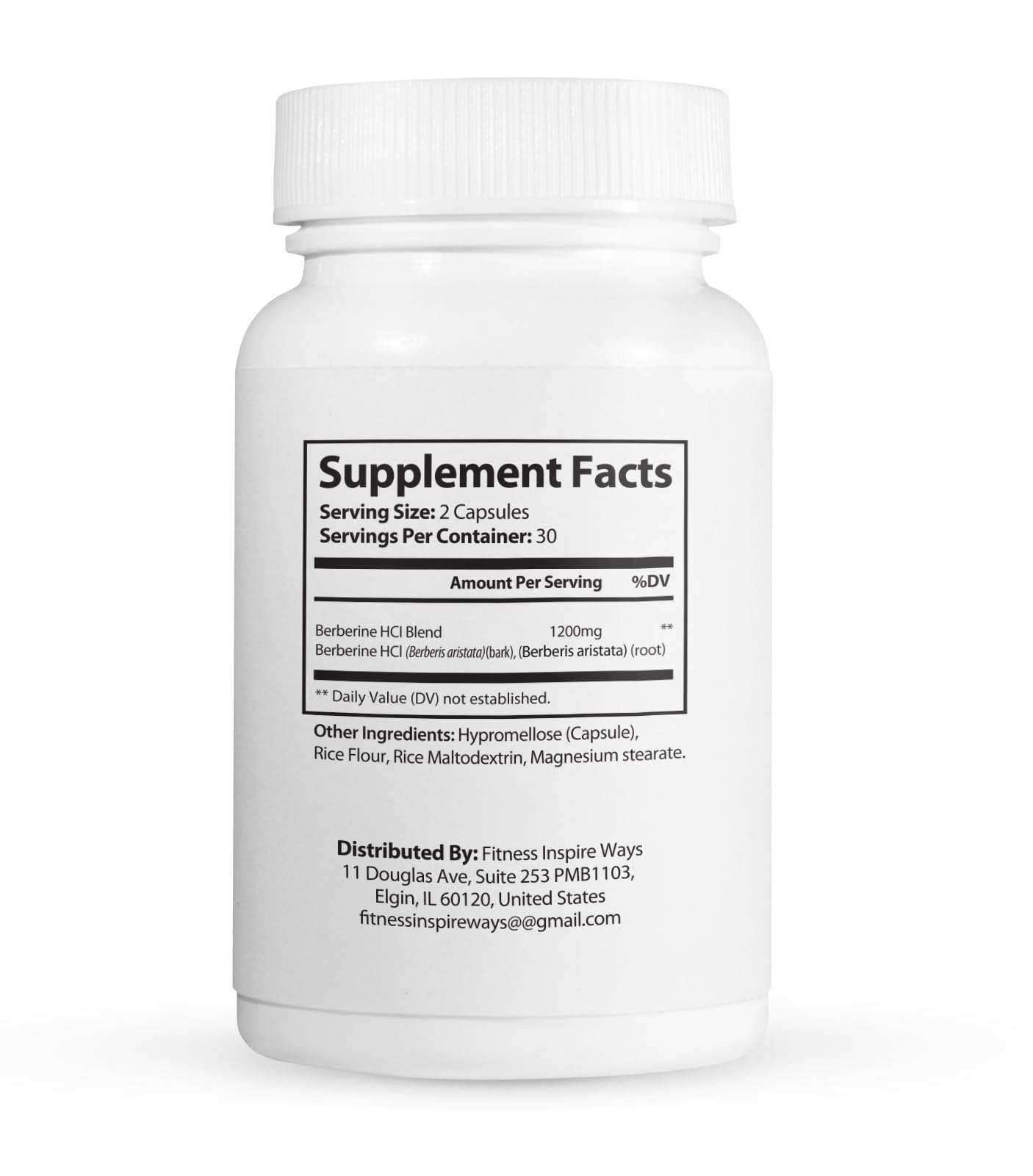 Fitness InspireWays Berberine Supplement 1200mg HCL Capsule, 60 Count