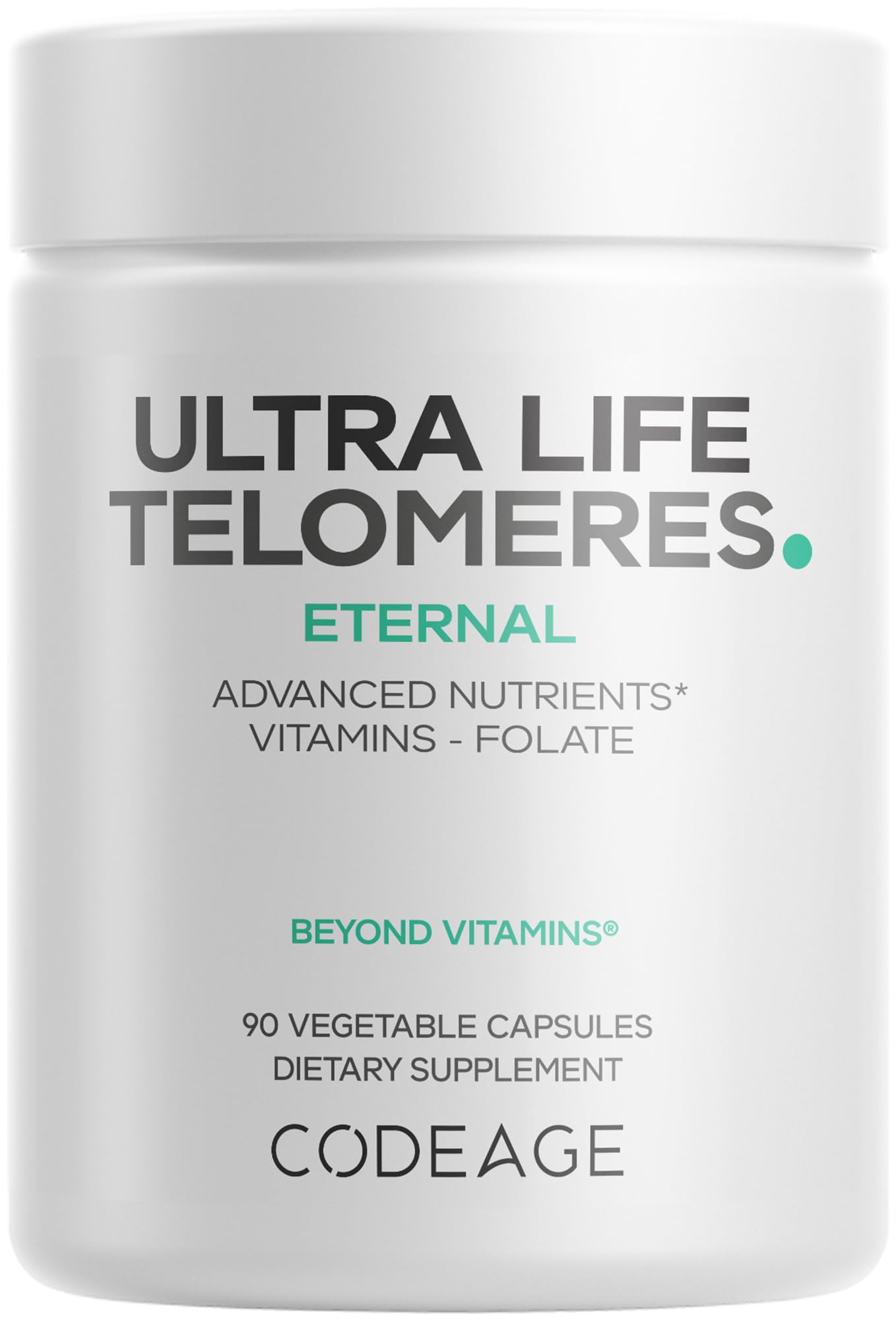 Codeage Ultra Life Telomeres, 5-MTHF, Methylcobalamin, Ashwagandha Capsule, 90 Count