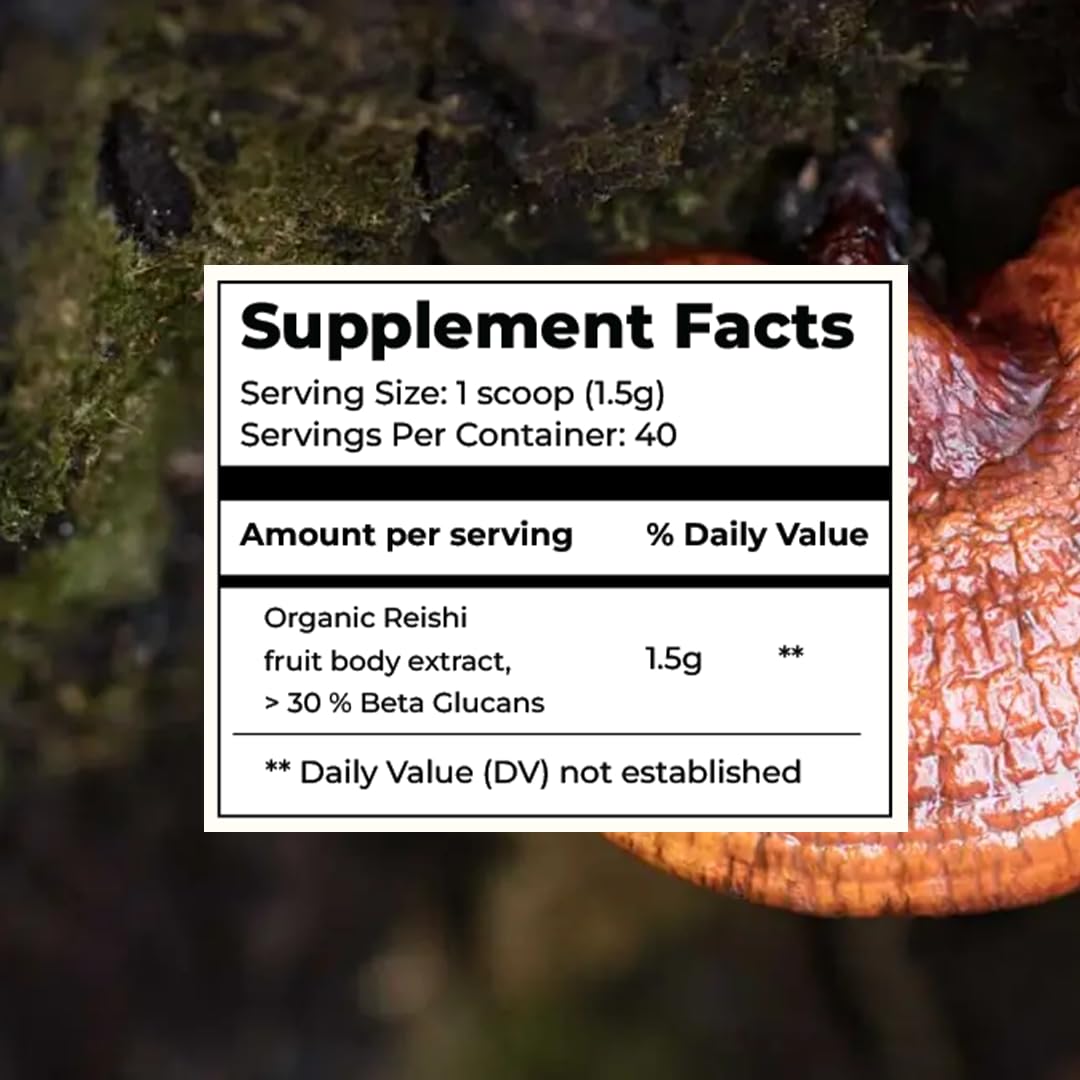 Rooted Active Naturals Reishi Mushroom Extract Powder 2.12 Ounce