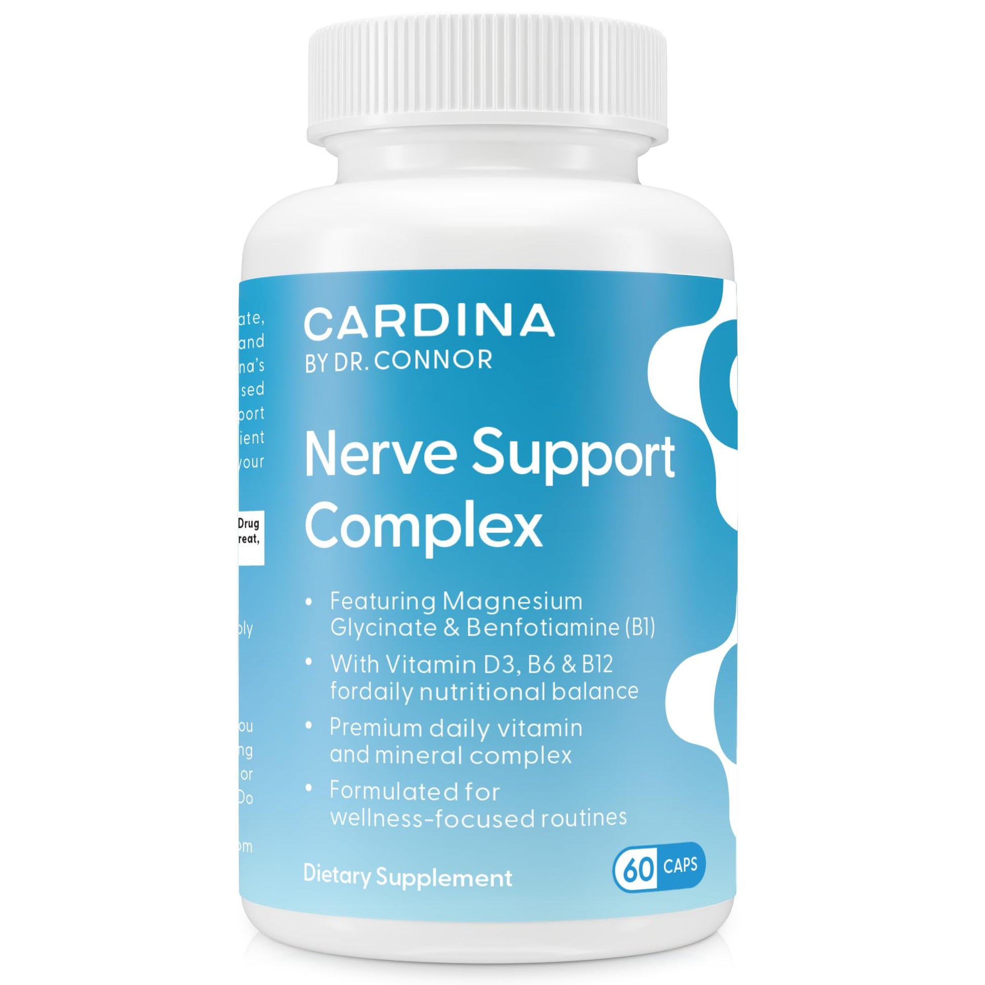 Cardina Magnesium Glycinate with Benfotiamine, Vitamin B6, B12, D3 Capsules, 60 Count