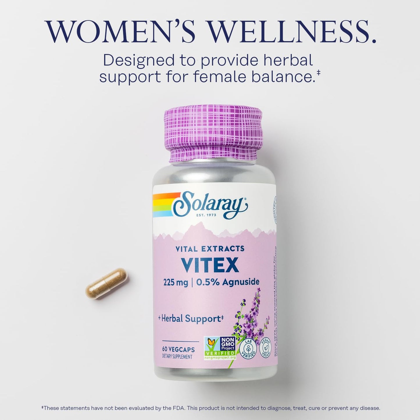 SOLARAY Vitex Berry Extract 225 mg Capsule, 60 Count