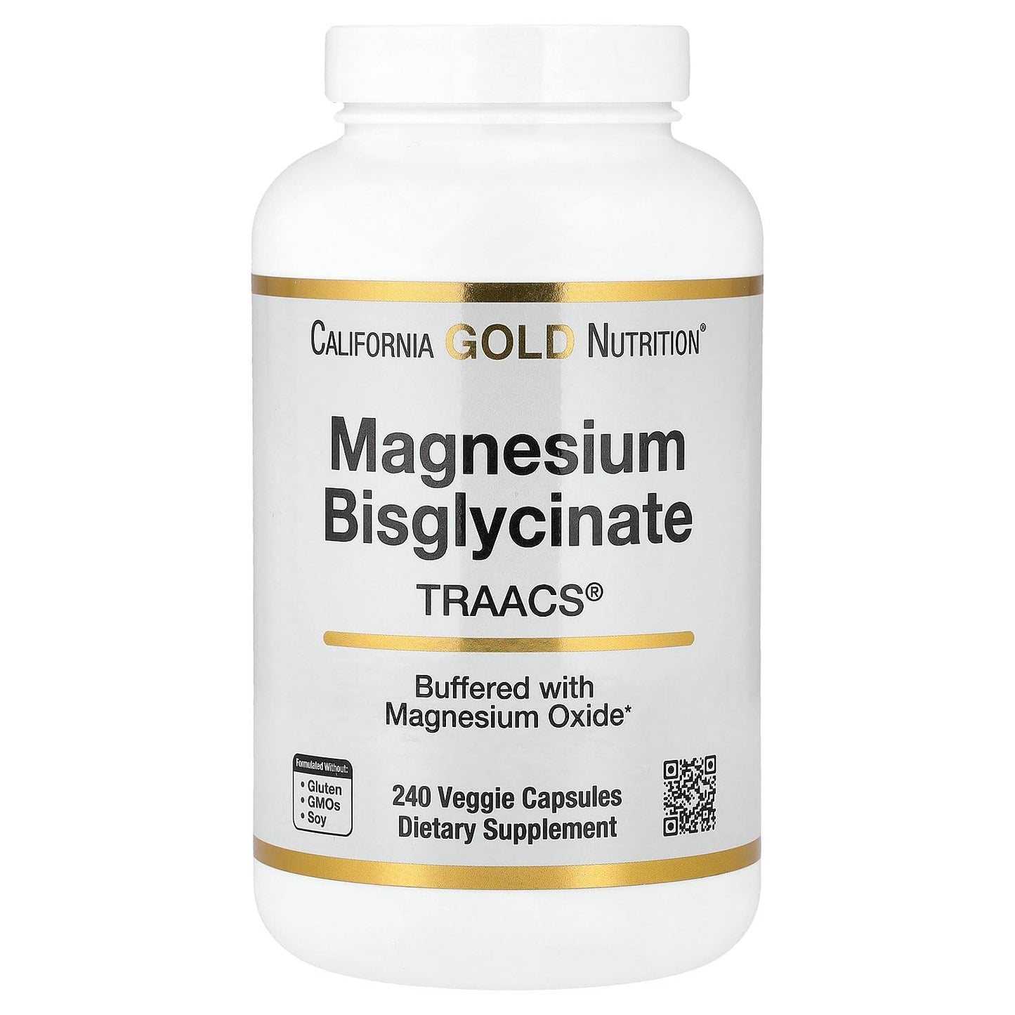 California Gold Nutrition Magnesium Bisglycinate High Absorption Albion Minerals Capsules, 240 Count