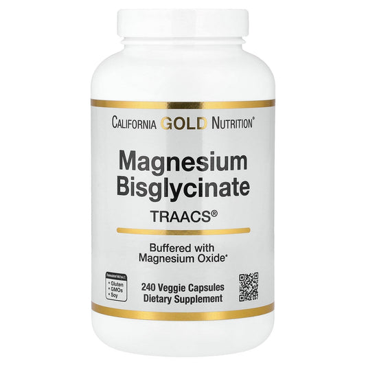 California Gold Nutrition Magnesium Bisglycinate High Absorption Albion Minerals, 240 Capsules