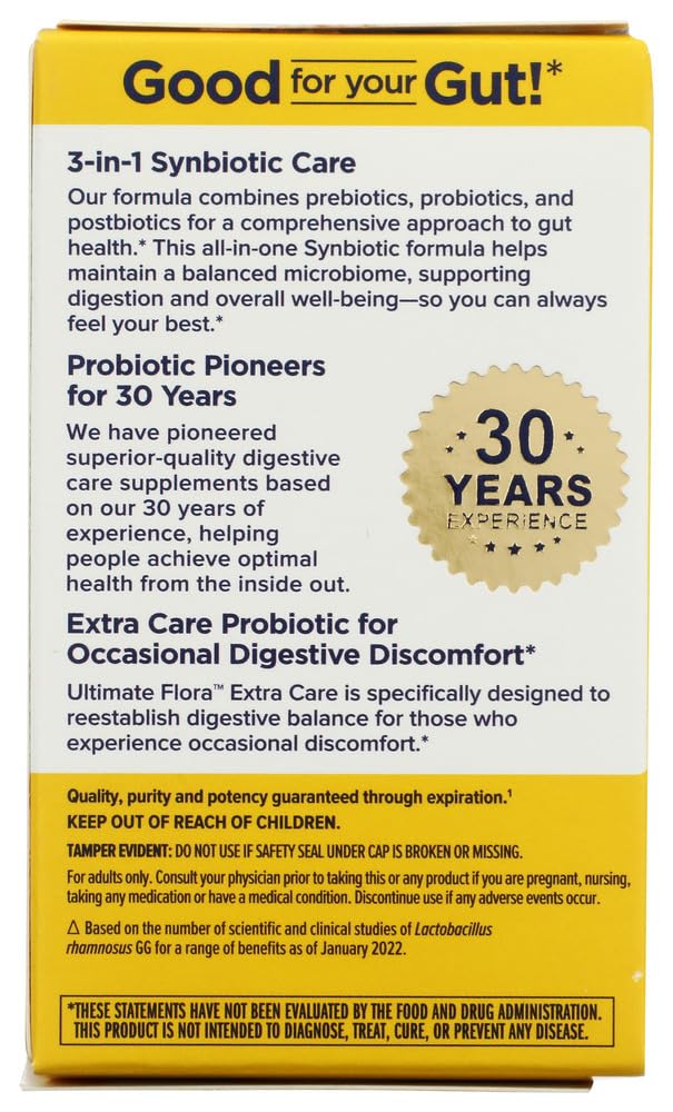 Renew Life Ultimate Flora Care Probiotic 100 Billion Capsules, 30 Count
