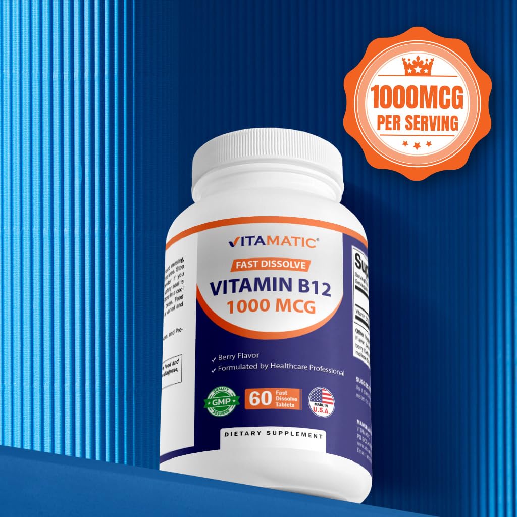 Vitamatic Vitamin B12 1000 mcg Fast Dissolve Tablets, 60 Count