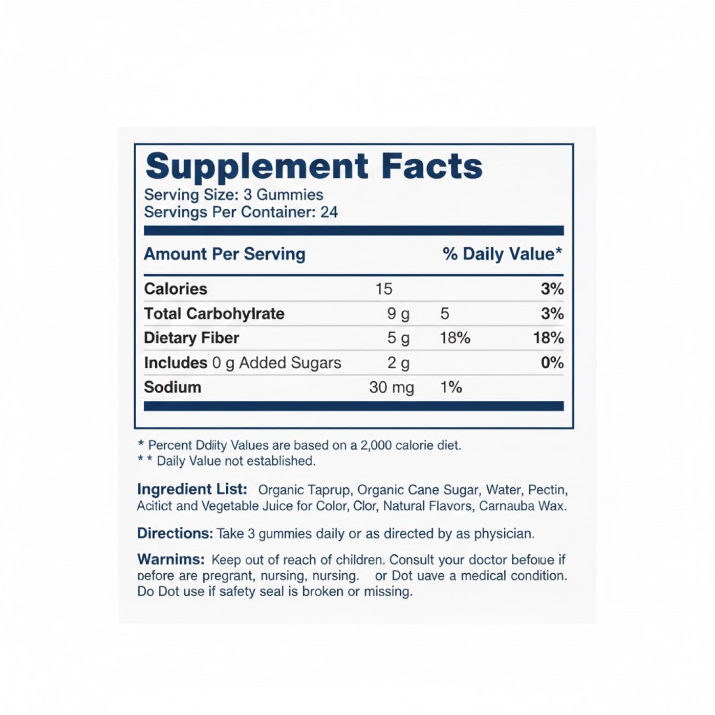 Generic Fiber Gummies 72 Count