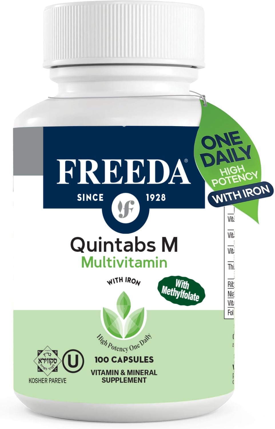 FREEDA Multivitamin Quintabs-M with Iron Capsules, 100 Count