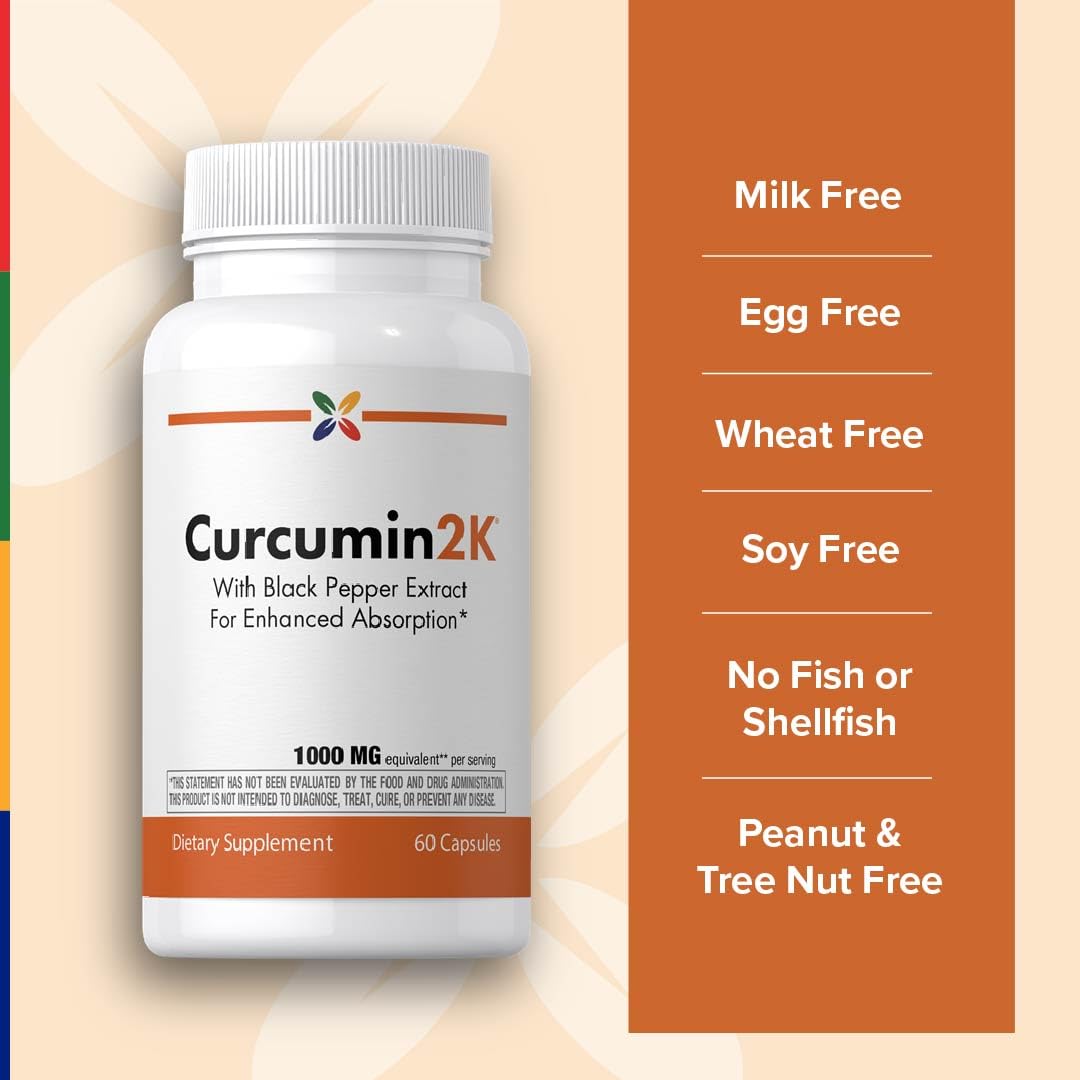 Stop Aging Now Turmeric Curcumin Supplement with Black Pepper Capsules, 60 Count