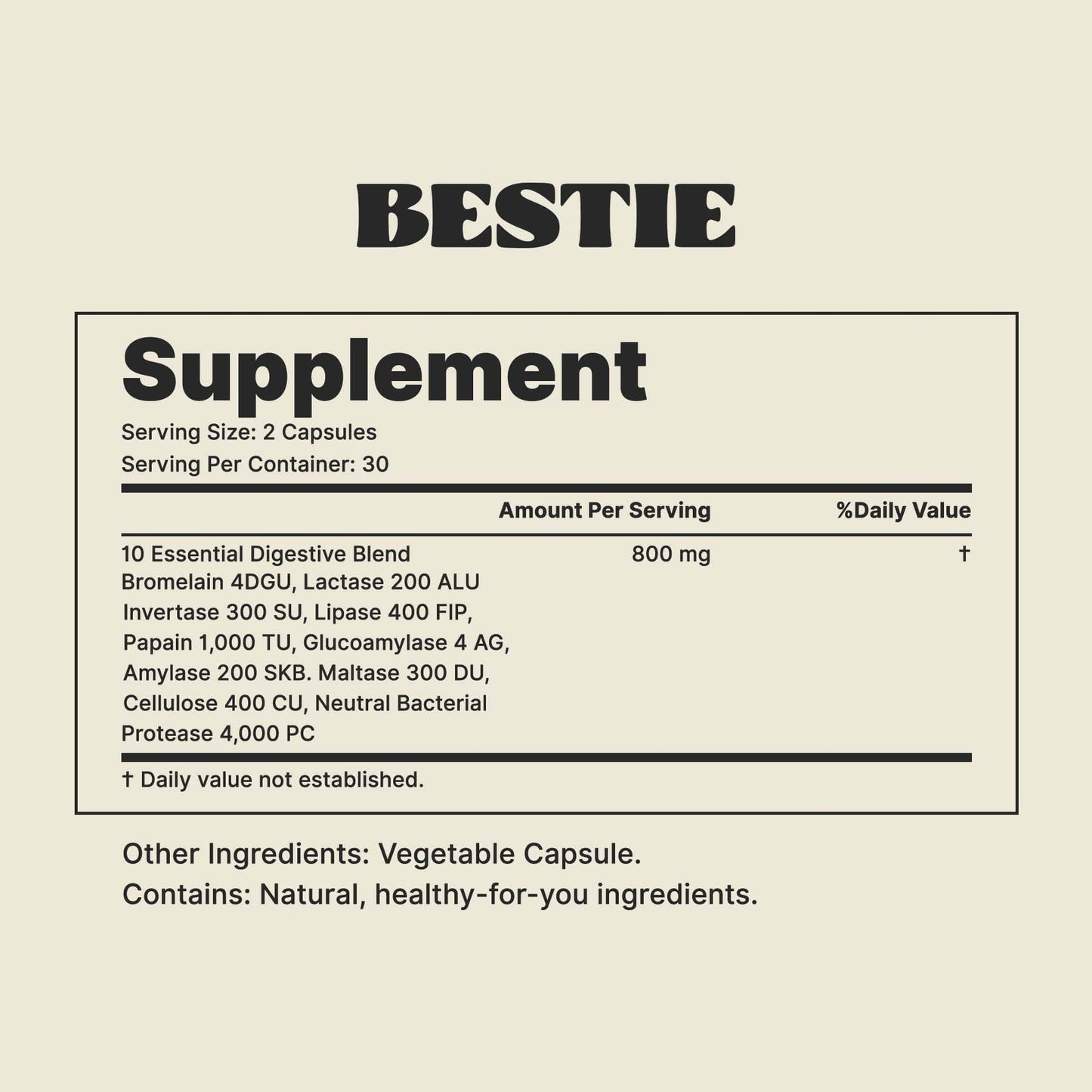 Biohacking Bestie Digestive Enzymes Capsules, 60 Count