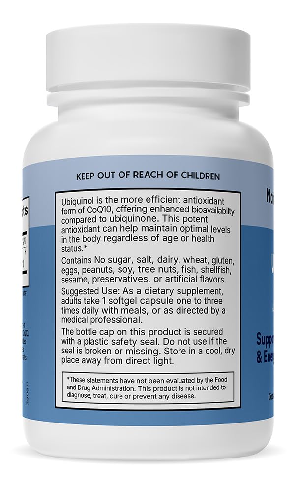 Natural Wellness Ubiquinol CoQ10 100mg Softgels, 30 Count