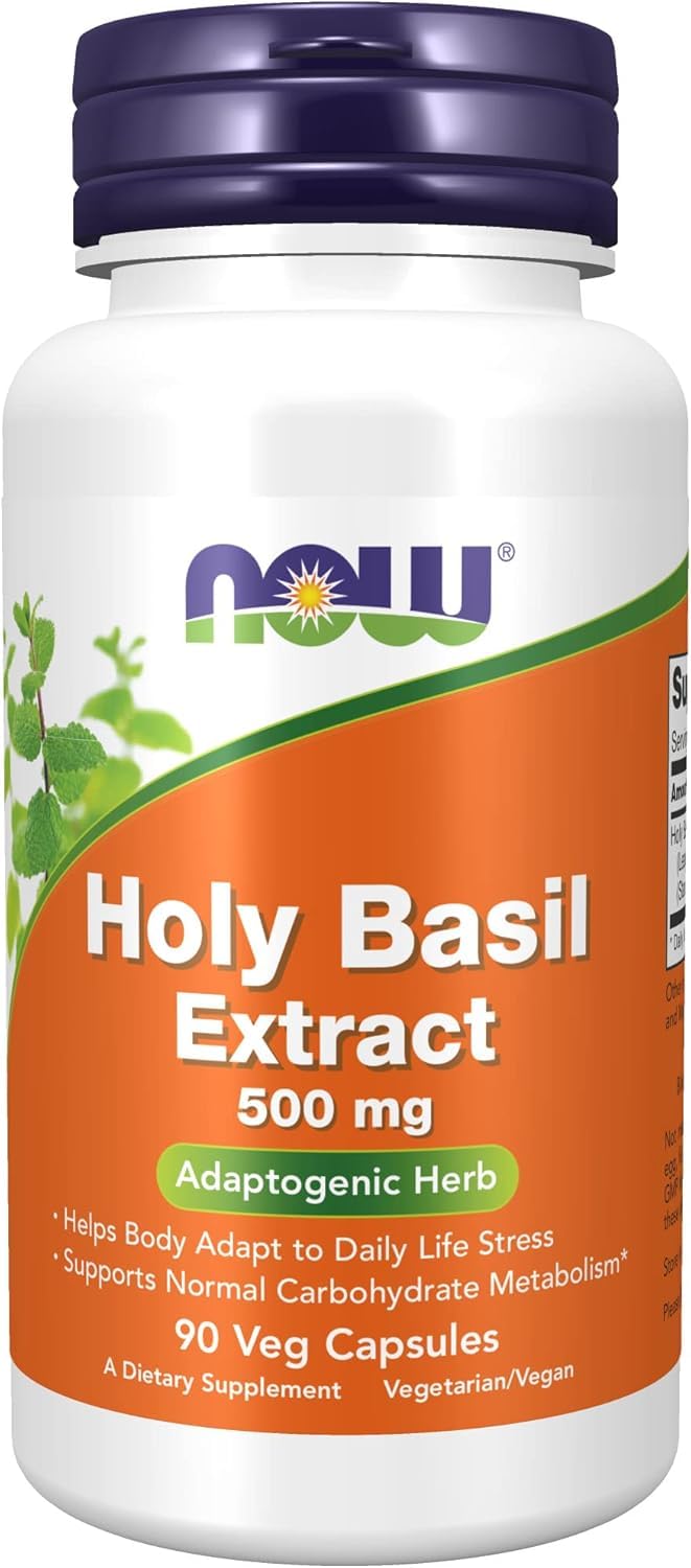 NOW Foods Holy Basil Extract 500mg Capsules, 2-Pack