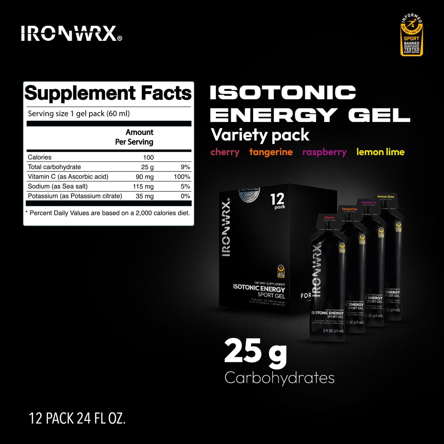 IRONWRX Isotonic Energy Gels 12 Pack