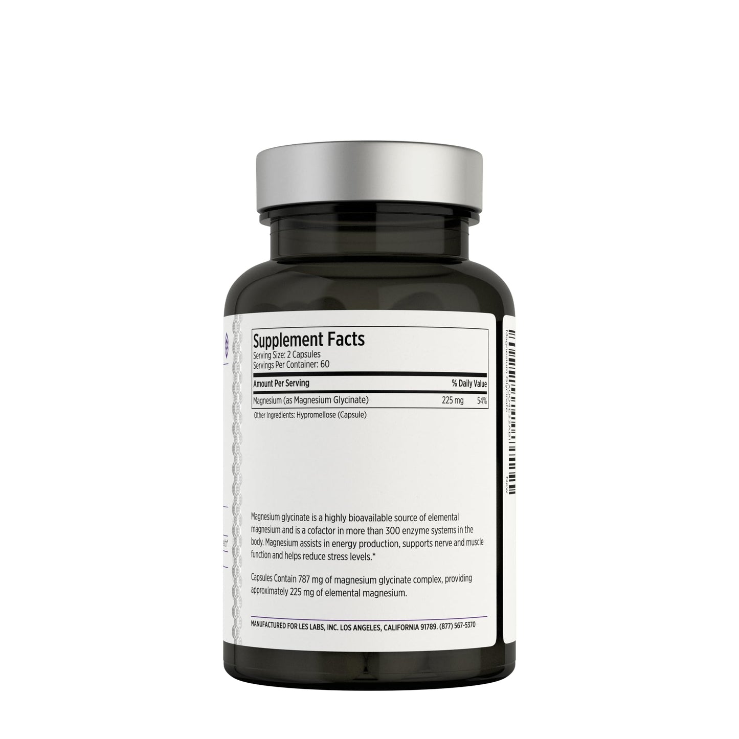 LES Labs Magnesium Glycinate Supplement, 120 Capsules