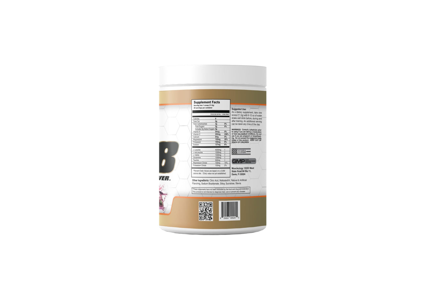MUSCLEOLOGY Super 8 High Performance BCAA, Electrolyte & Glutamine Blend Formula - Post-Workout Recovery and Muscle Building Supplement, Powder, 1.0582