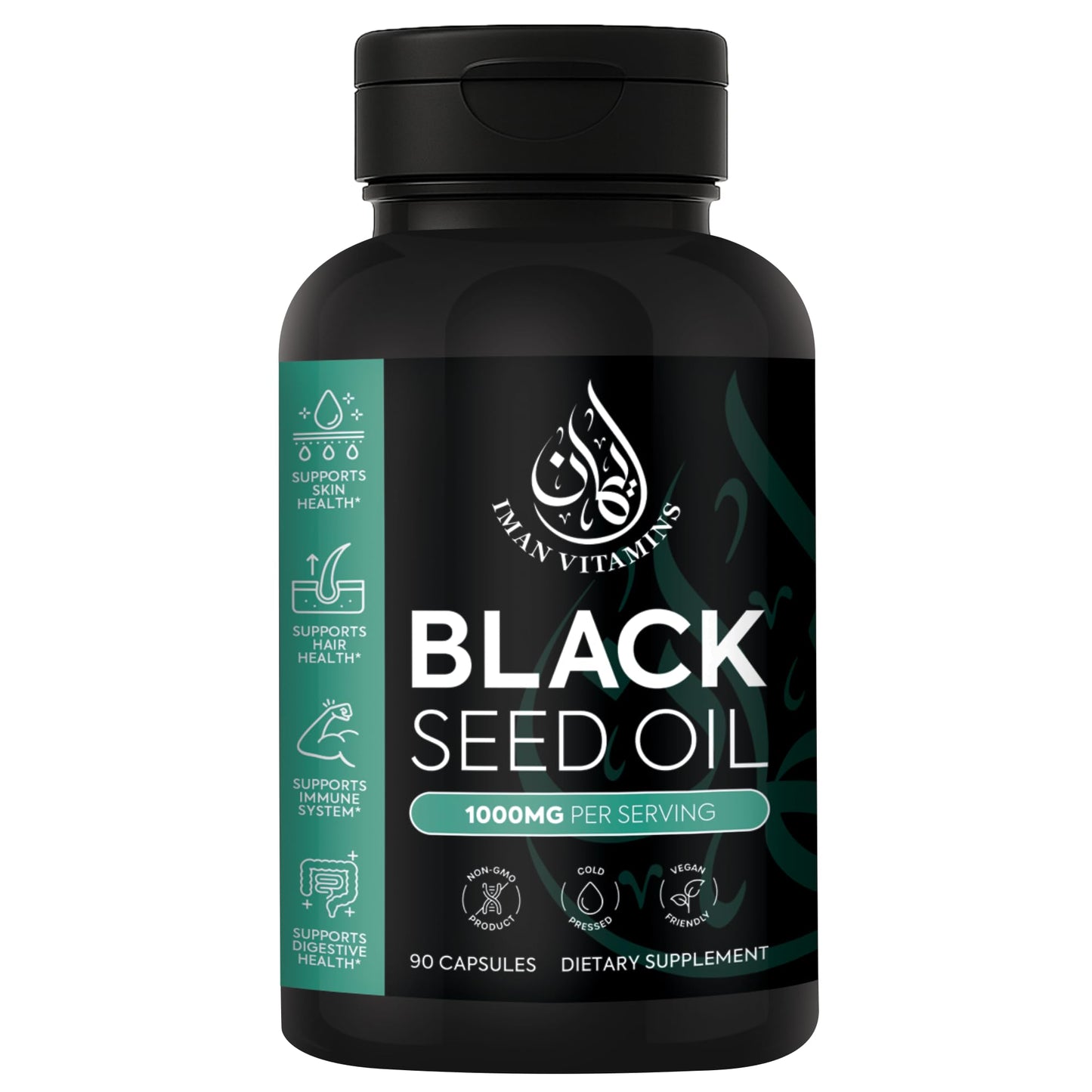 Iman Vitamins Black Seed Oil Capsules 1000mg, Cold Pressed, Vegan, Non-GMO, Gluten Free, Nigella Sativa, 90 Capsules