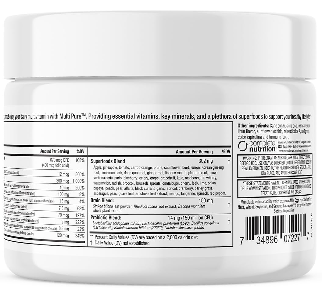 Complete Nutrition Reclaim Multi Pure Lemon Lime Powder, 8.36 Ounce