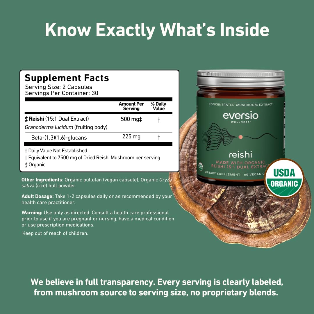Eversio Wellness Organic Reishi Capsules 60 Capsules