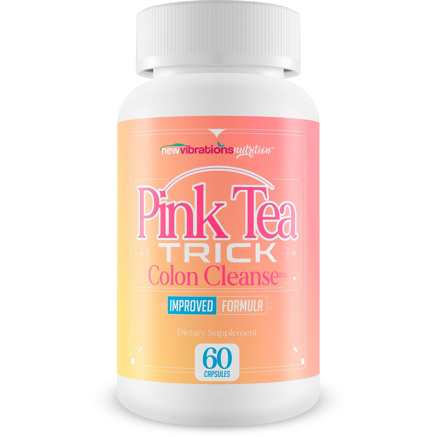 New Vibrations Nutrition Pink Tea Trick Colon Cleanse Capsule 60 Count