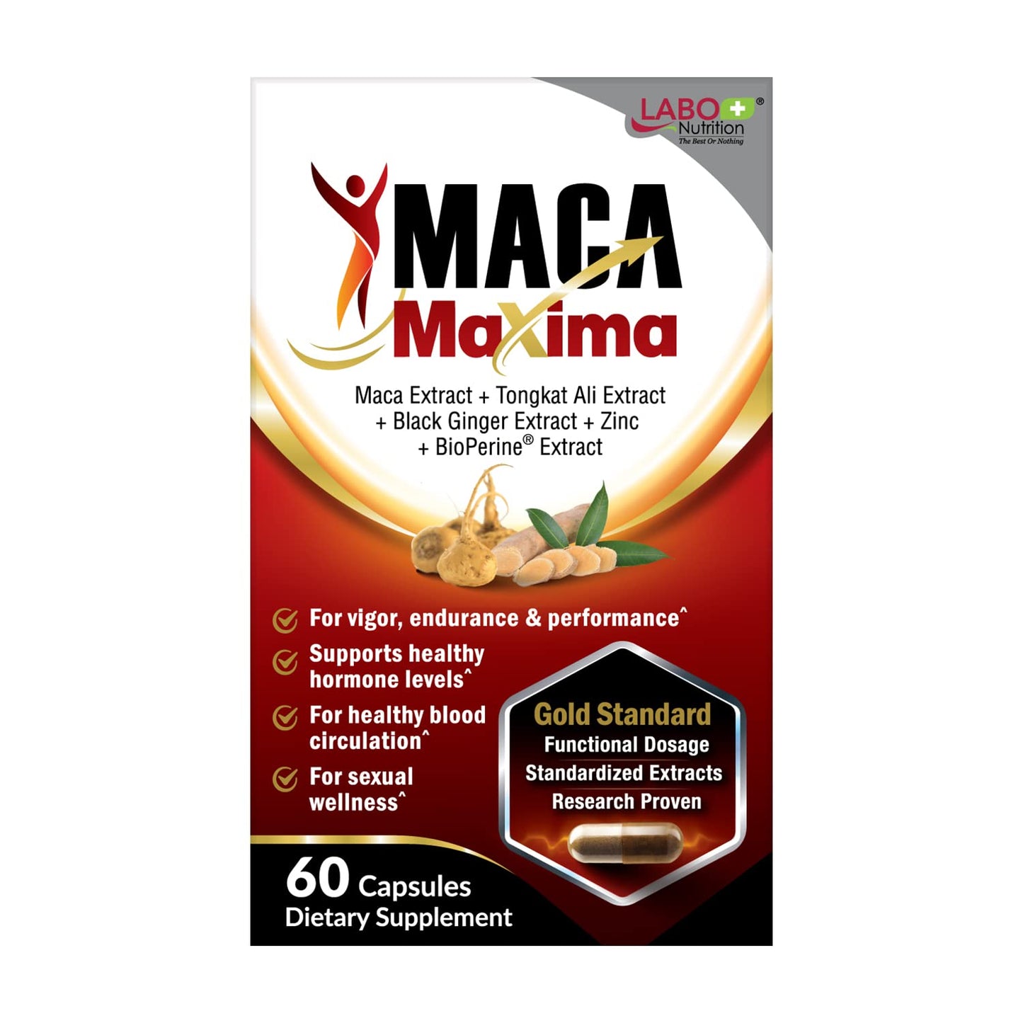 LABO Nutrition MacaMaxima Maca Tongkat Ali Energy Stamina Capsules 60 Capsules