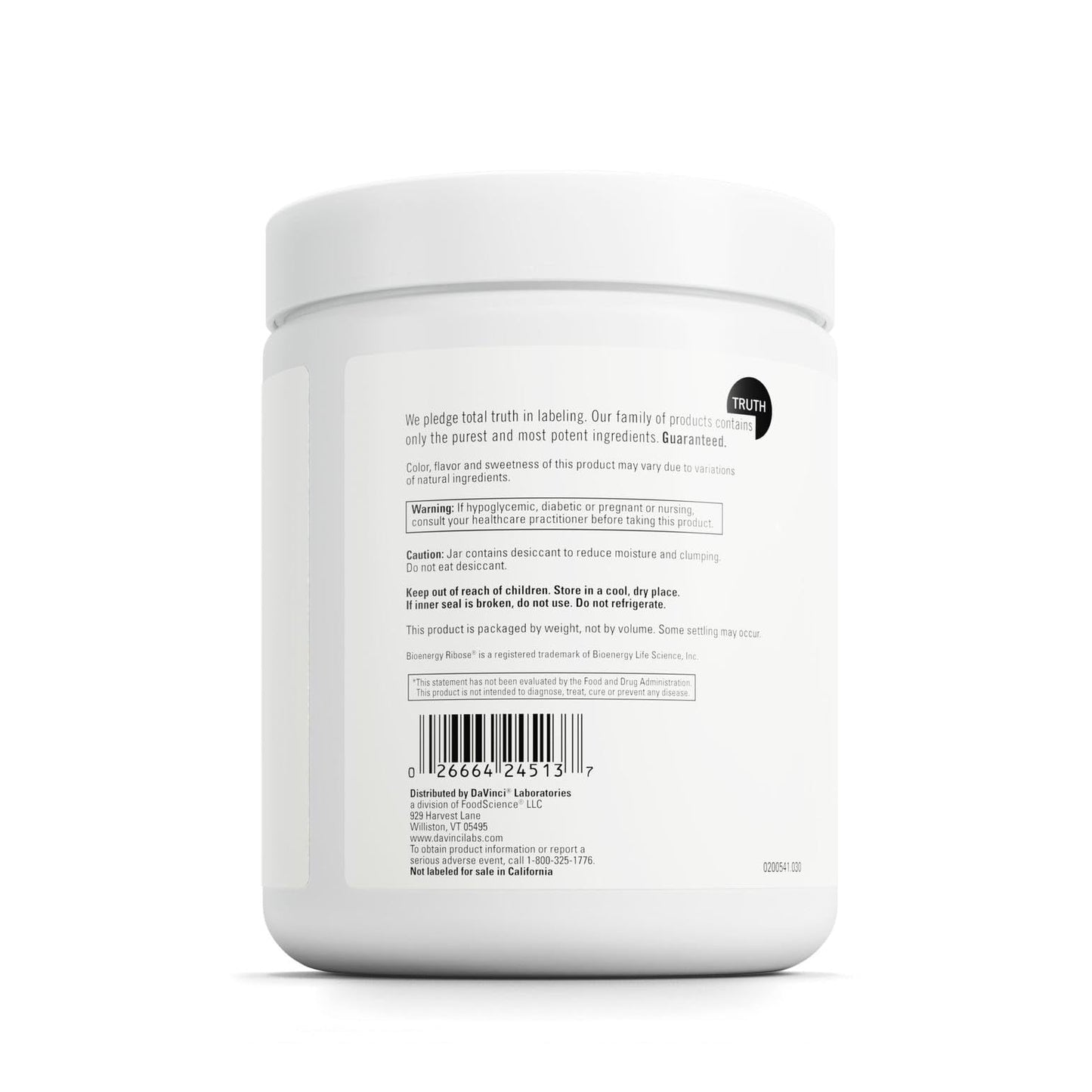 DAVINCI Mito-Fuel with D-Ribose Powder 10.58 oz