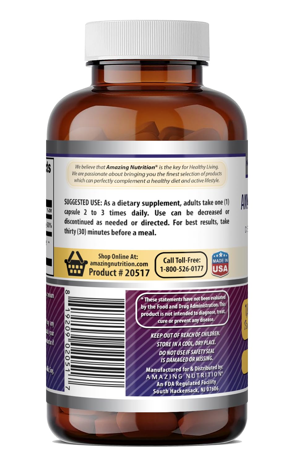 Amazing Nutrition DLPA (DL-Phenylalanine) Supplement Capsule, 60 Count